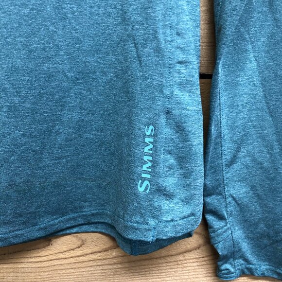 Simms SolarFlex Snap Hoodie UPF 50 Mens Size Small Stretch Insect Shield Blue - Picture 5 of 12